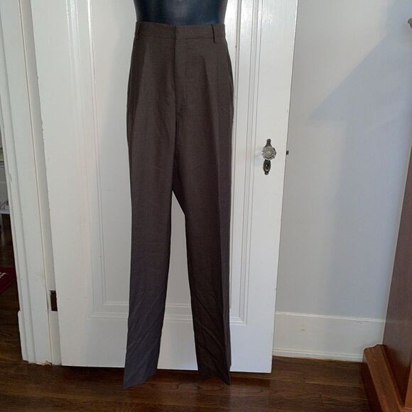 Berle brown wool pleat front dress pants - Picture 1 of 10